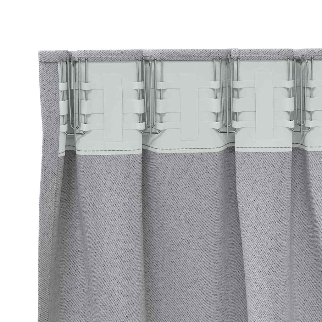 Verdunkelungs-Vorhänge mit Ringen 2 pcs Hellgrau 245 x 140 cm