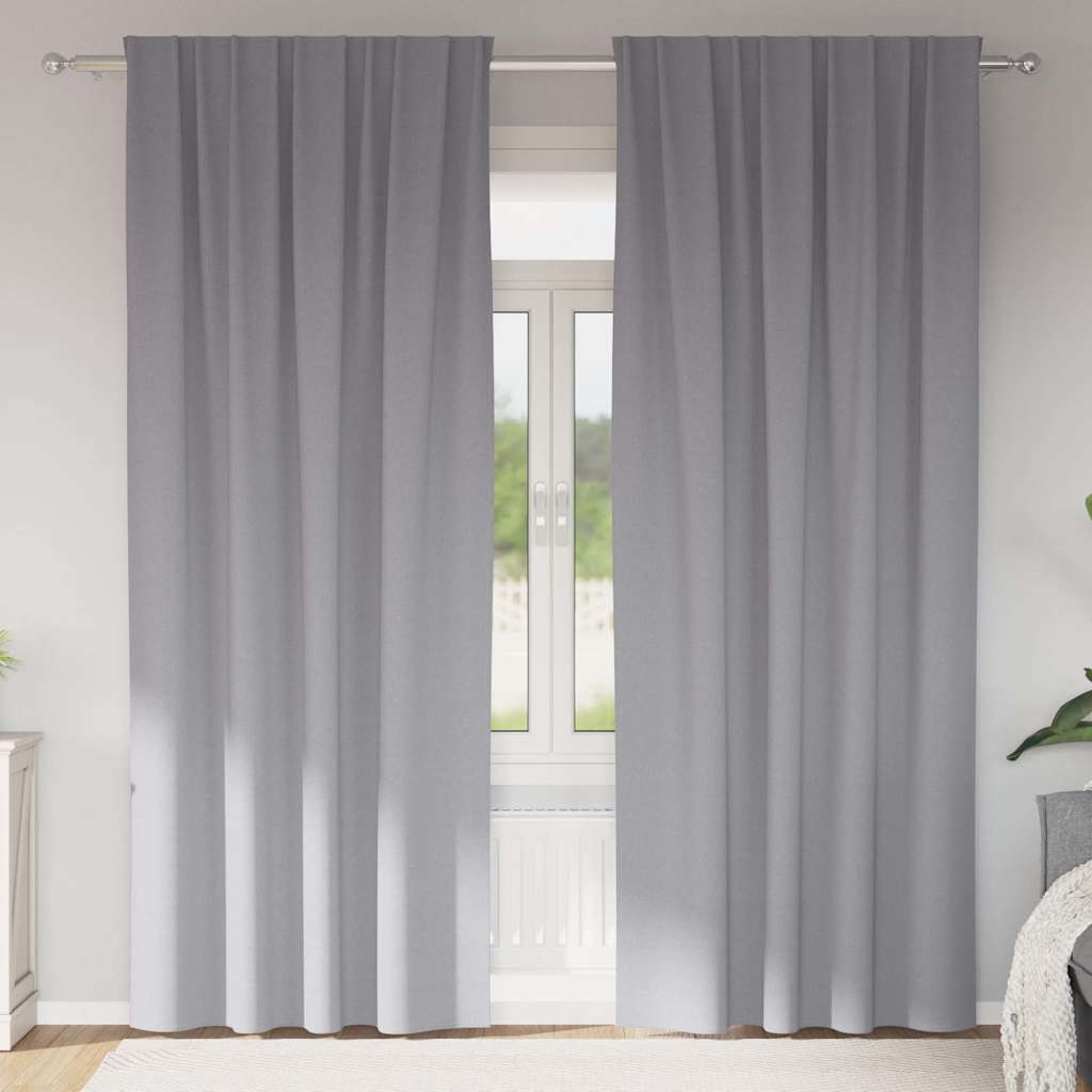 Verdunkelungs-Vorhänge mit Ringen 2 pcs Hellgrau 245 x 140 cm