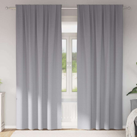 Verdunkelungs-Vorhänge mit Ringen 2 pcs Hellgrau 260 x 140 cm