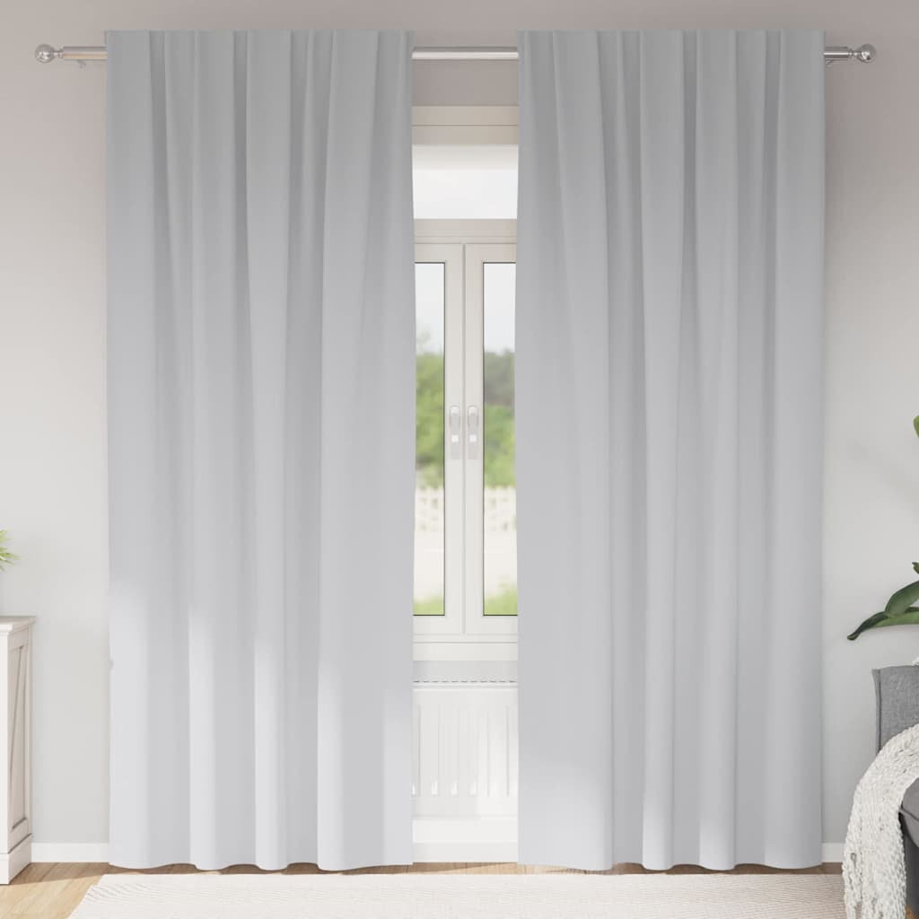 Blackout Curtains with Rings 2 pcs Light Grey