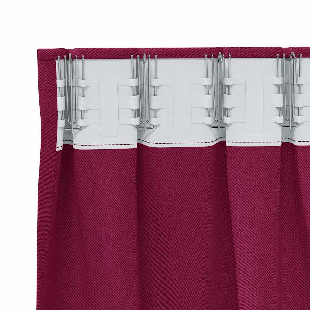 Blackout Curtains with Rings 2 pcs Wine Red 260 x 140 cm