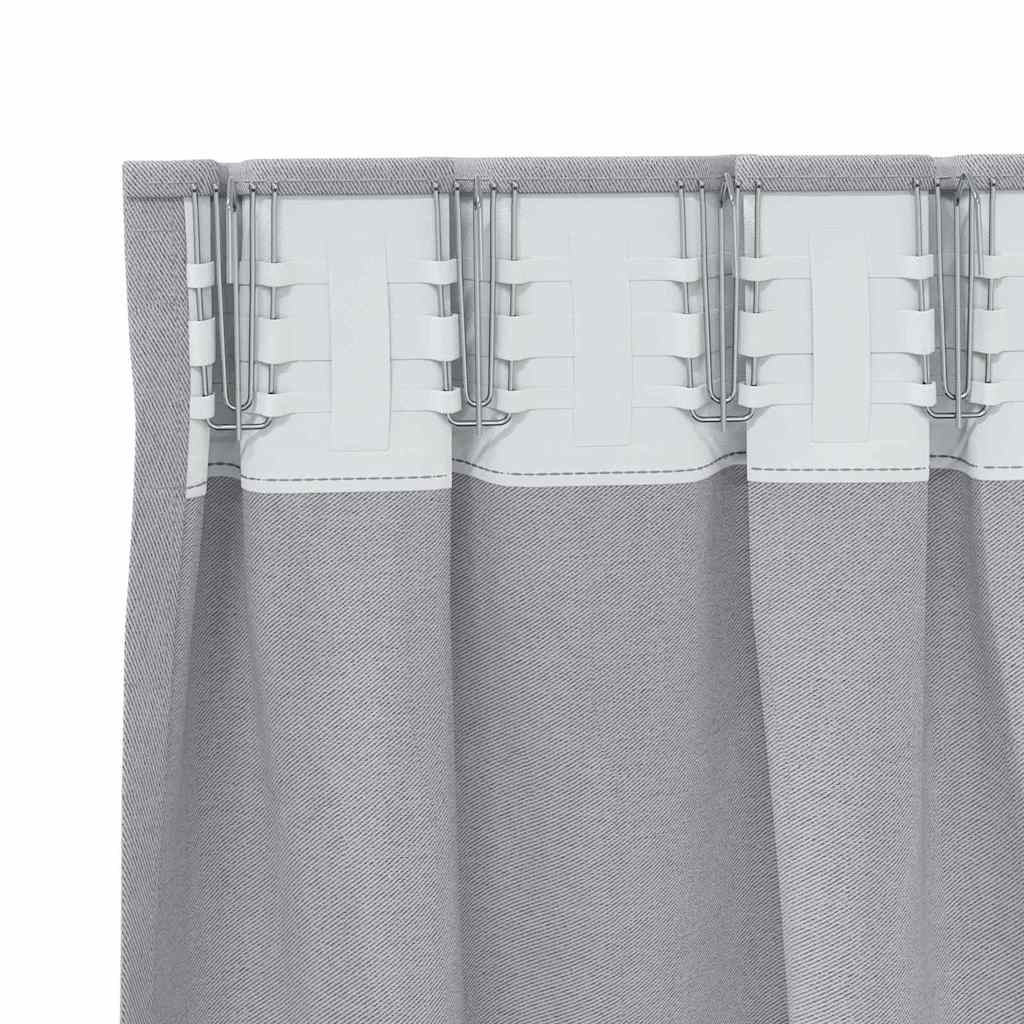 Blackout Curtains with Rings 2 pcs Metallic Grey