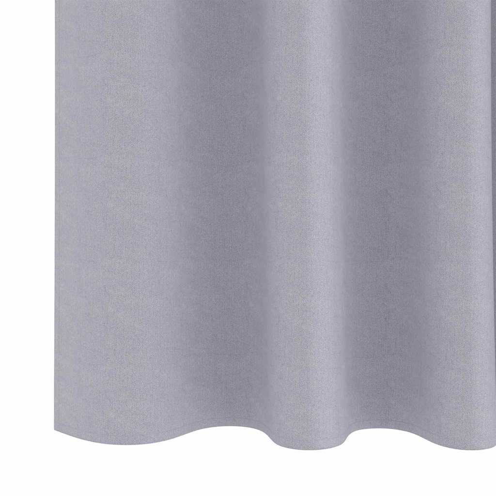 Blackout Curtains with Rings 2 pcs Metallic Grey