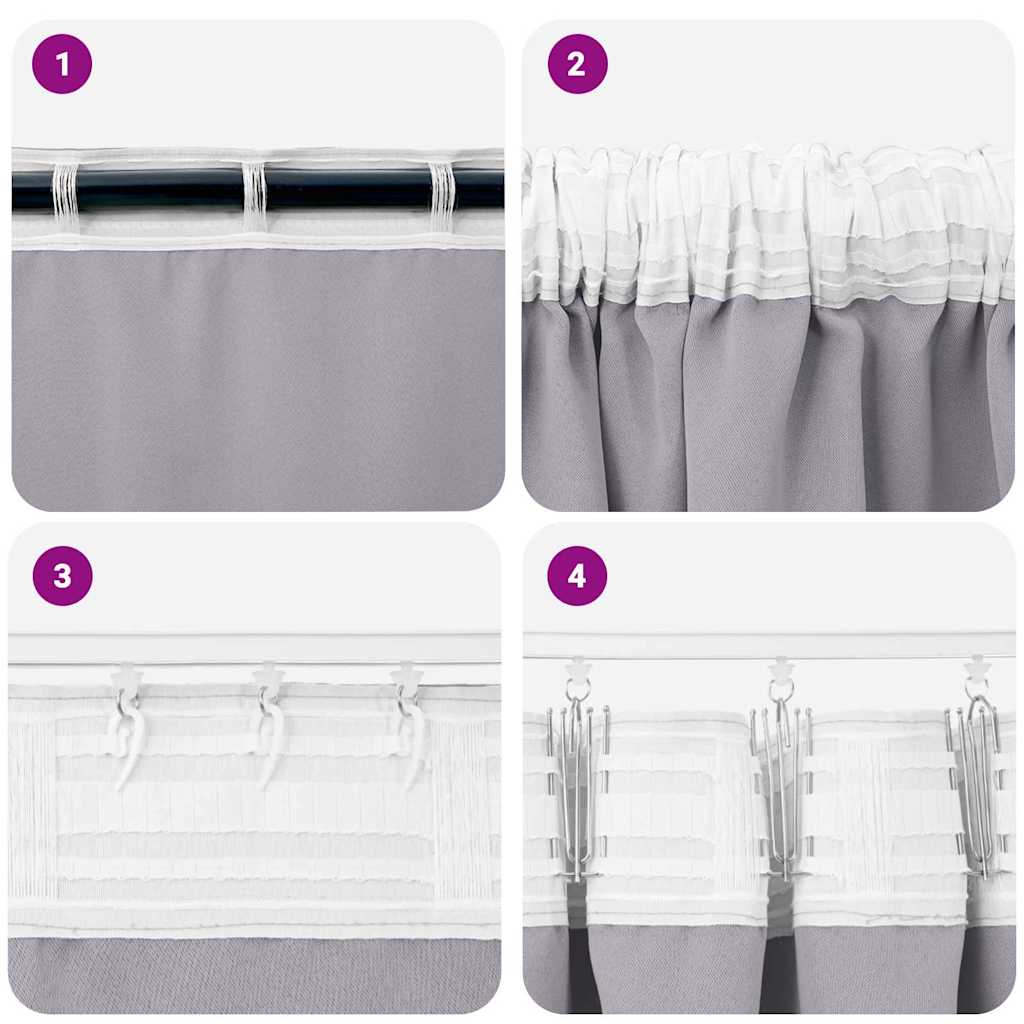Blackout Curtains with Rings 2 pcs Metallic Grey