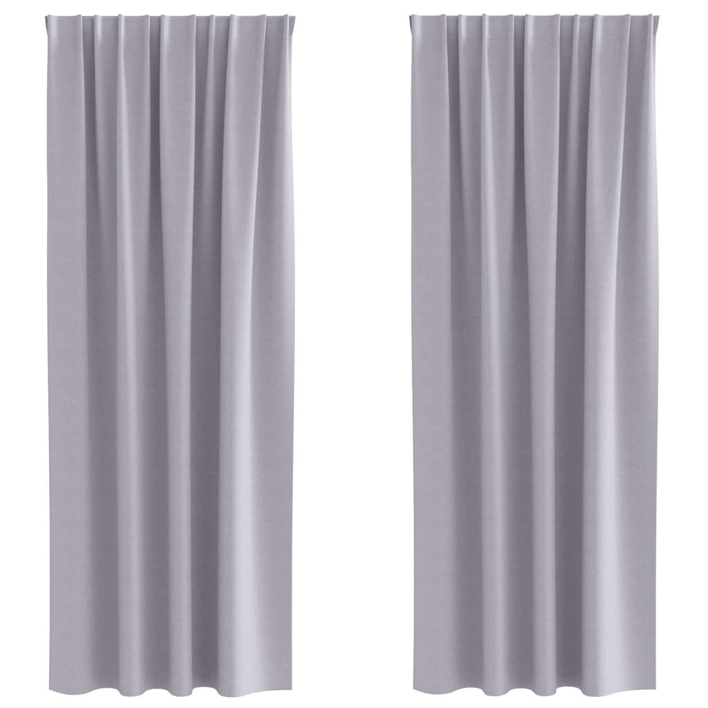 Blackout Curtains with Rings 2 pcs Metallic Grey