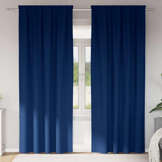 Verdunkelungs-Vorhänge mit Ringen 2 pcs Dunkelblau 225 x 140 cm