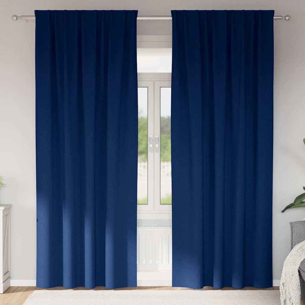 Rideaux occultants à œillets 2 pcs Bleu foncé 260 x 140 cm