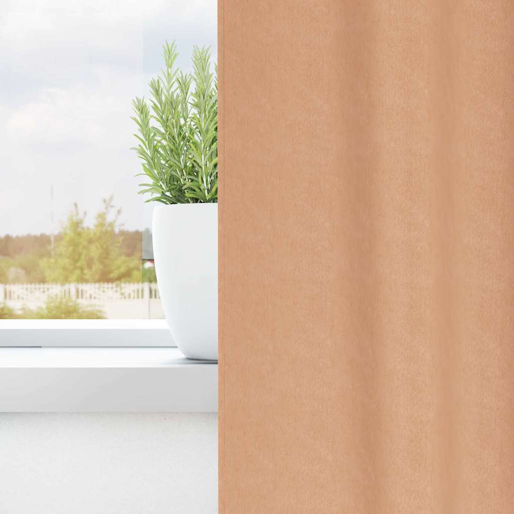 Verdunkelungs-Vorhänge mit Ringen 2 pcs Hellbraun 140 x 140 cm