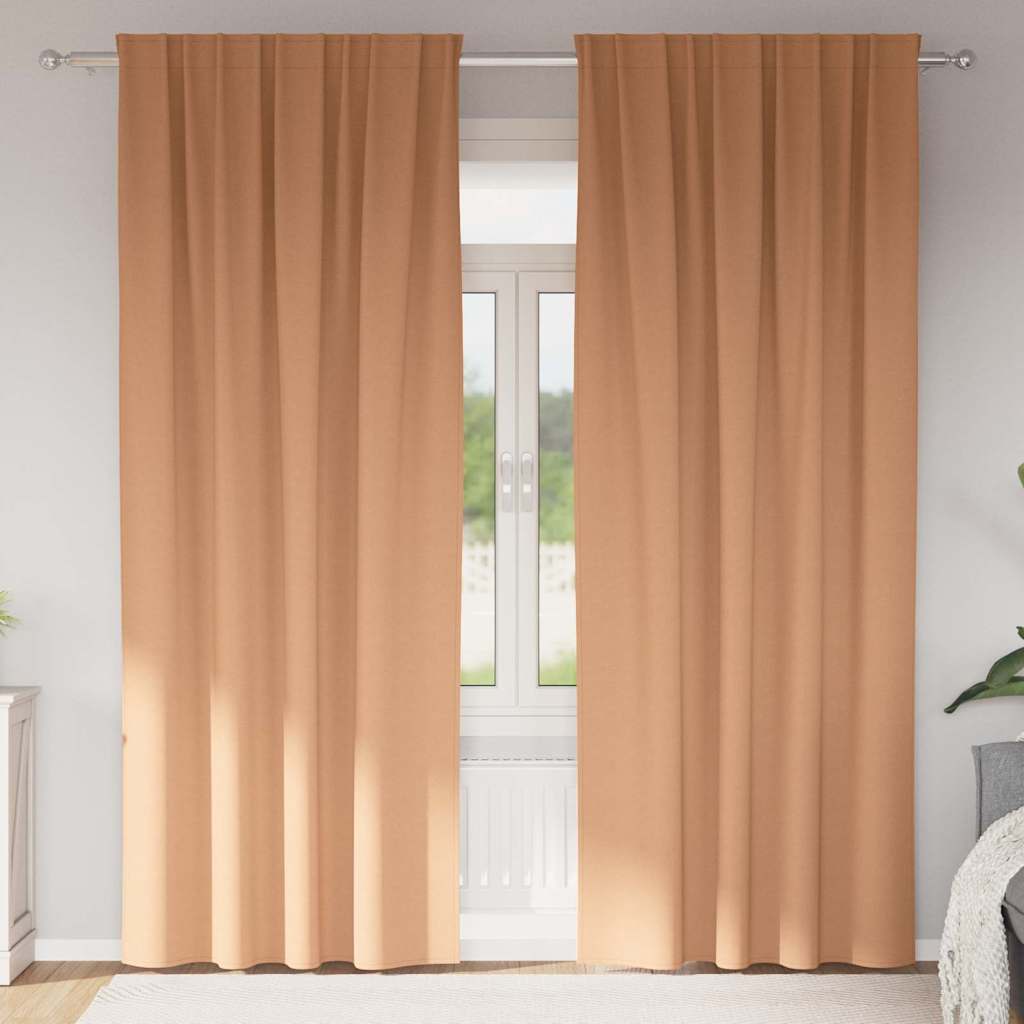 Verdunkelungs-Vorhänge mit Ringen 2 pcs Hellbraun 225 x 140 cm