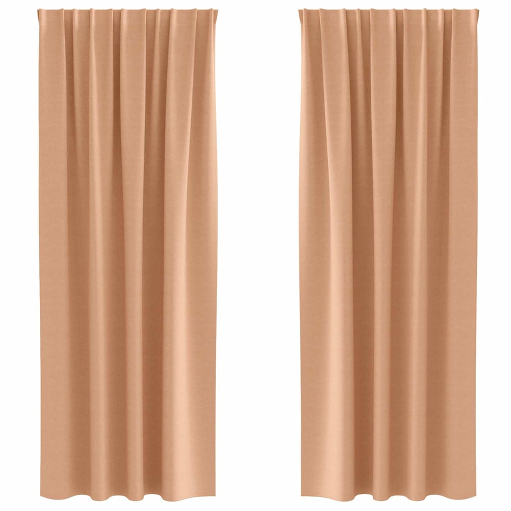 Verdunkelungs-Vorhänge mit Ringen 2 pcs Hellbraun 225 x 140 cm