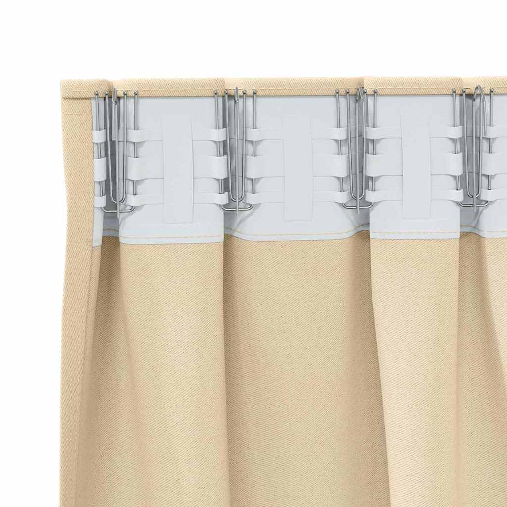 Blackout Curtains with Rings 2 pcs Cream 225 x 140 cm