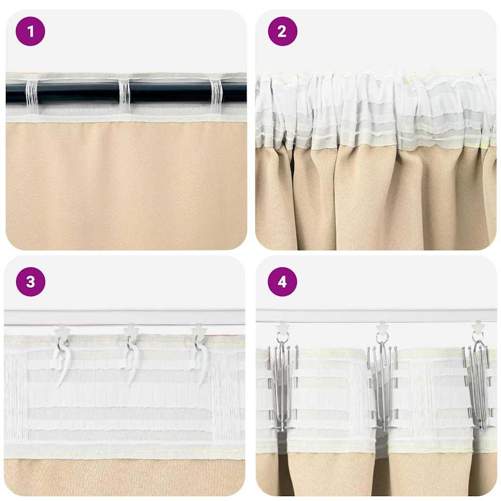 Blackout Curtains with Rings 2 pcs Cream 225 x 140 cm