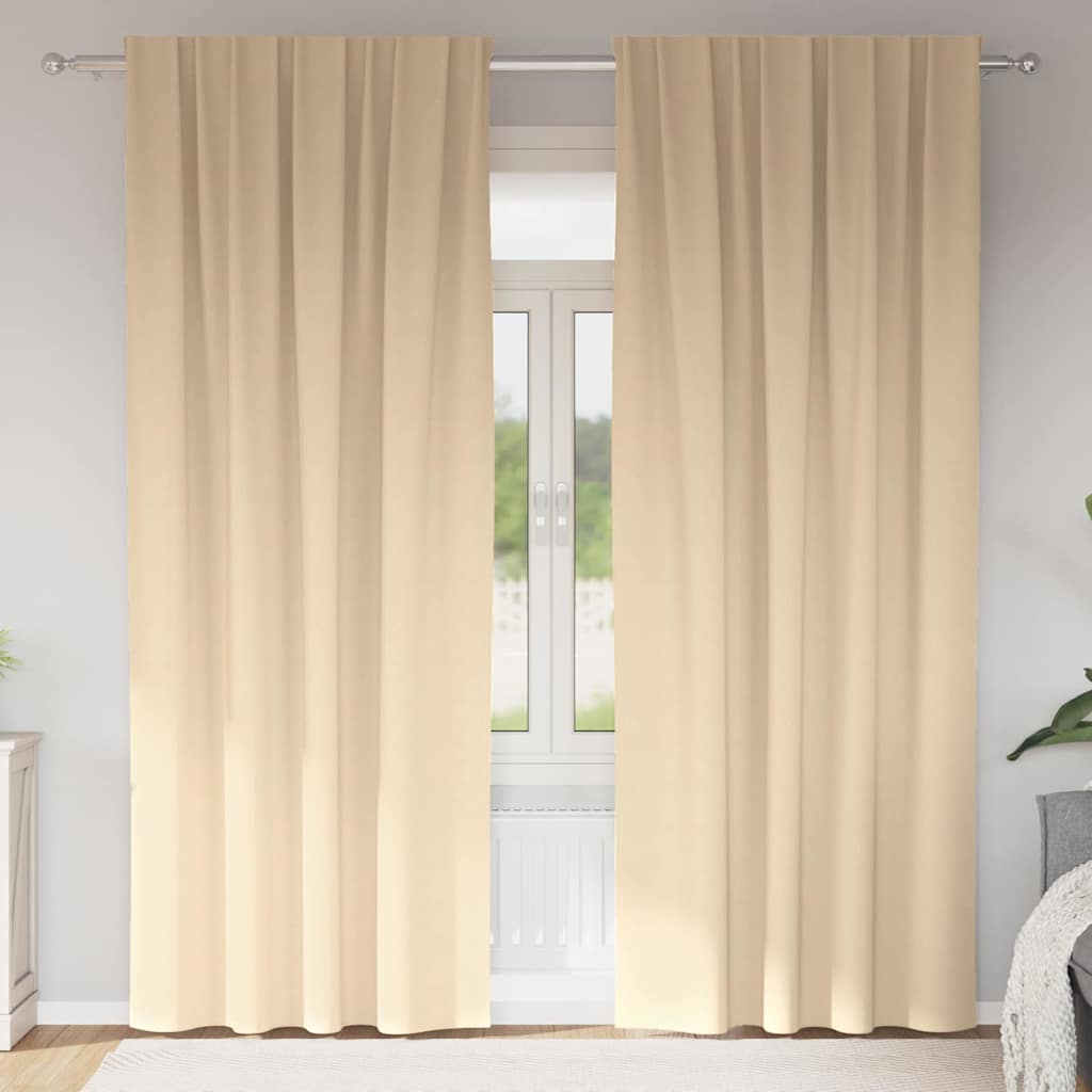 Blackout Curtains with Rings 2 pcs Cream 225 x 140 cm