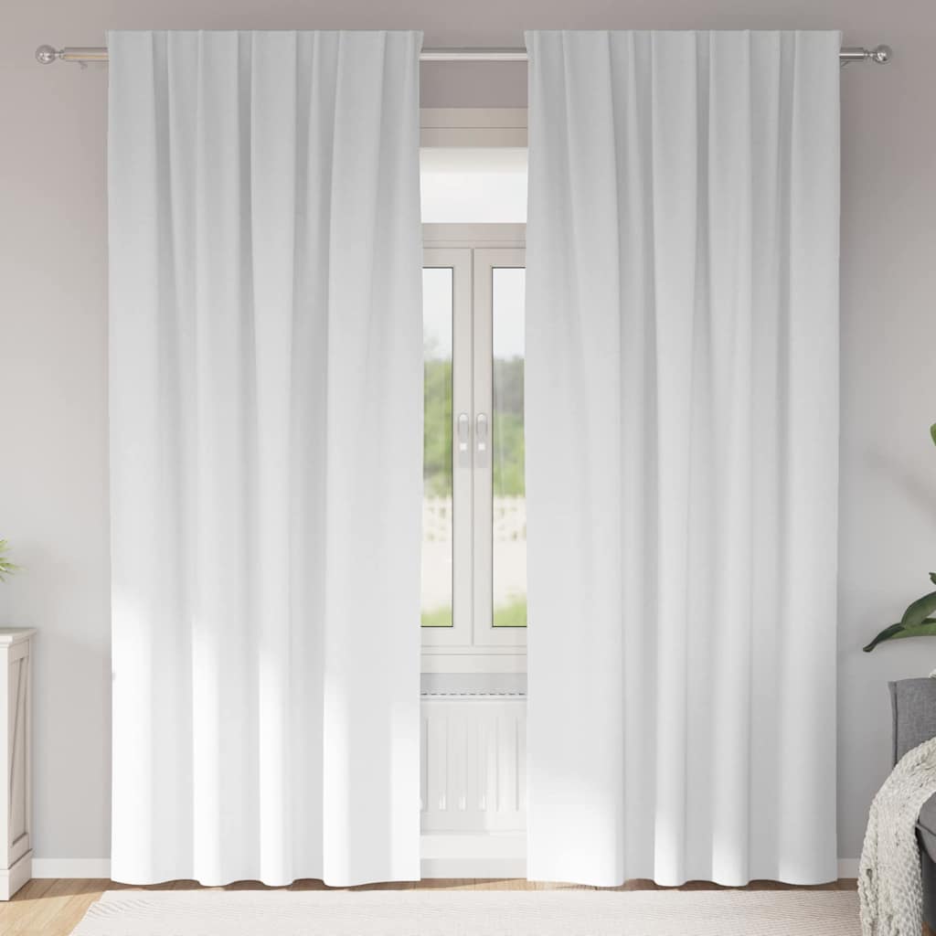 Rideaux occultants à anneaux 2 pcs Blanc pur 225 x 140 cm
