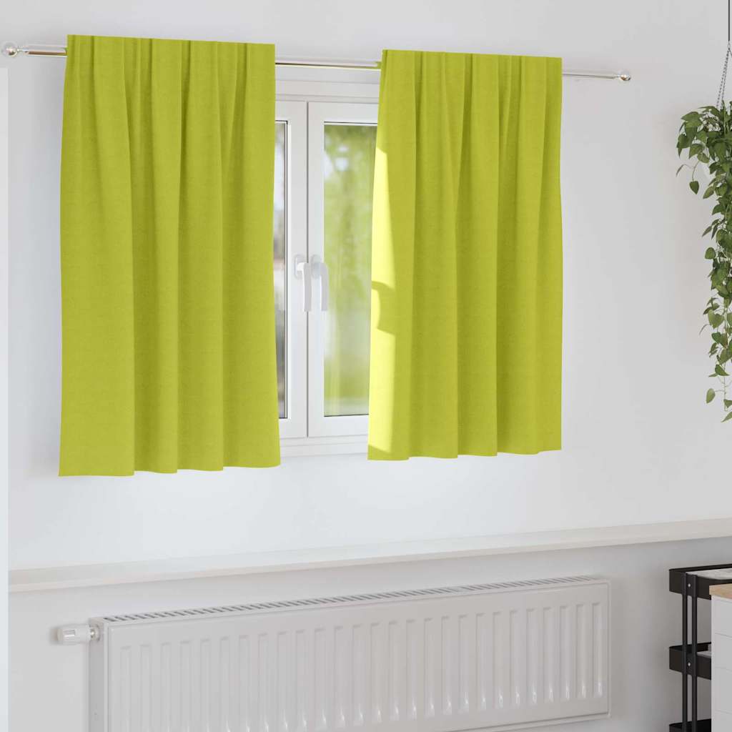 Rideaux occultants à anneaux 2 pcs Vert 140 x 140 cm