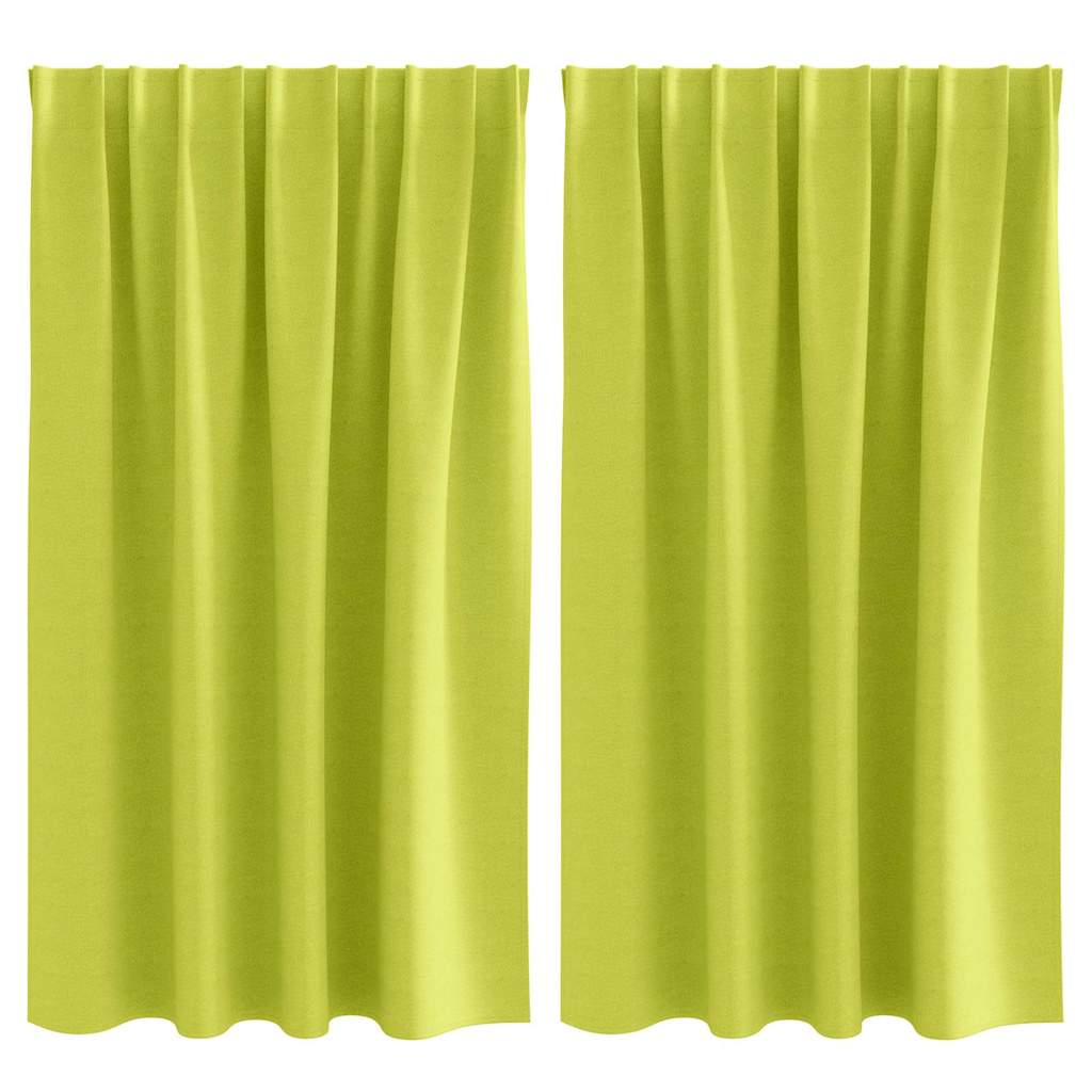 Rideaux occultants à anneaux 2 pcs Vert 140 x 140 cm