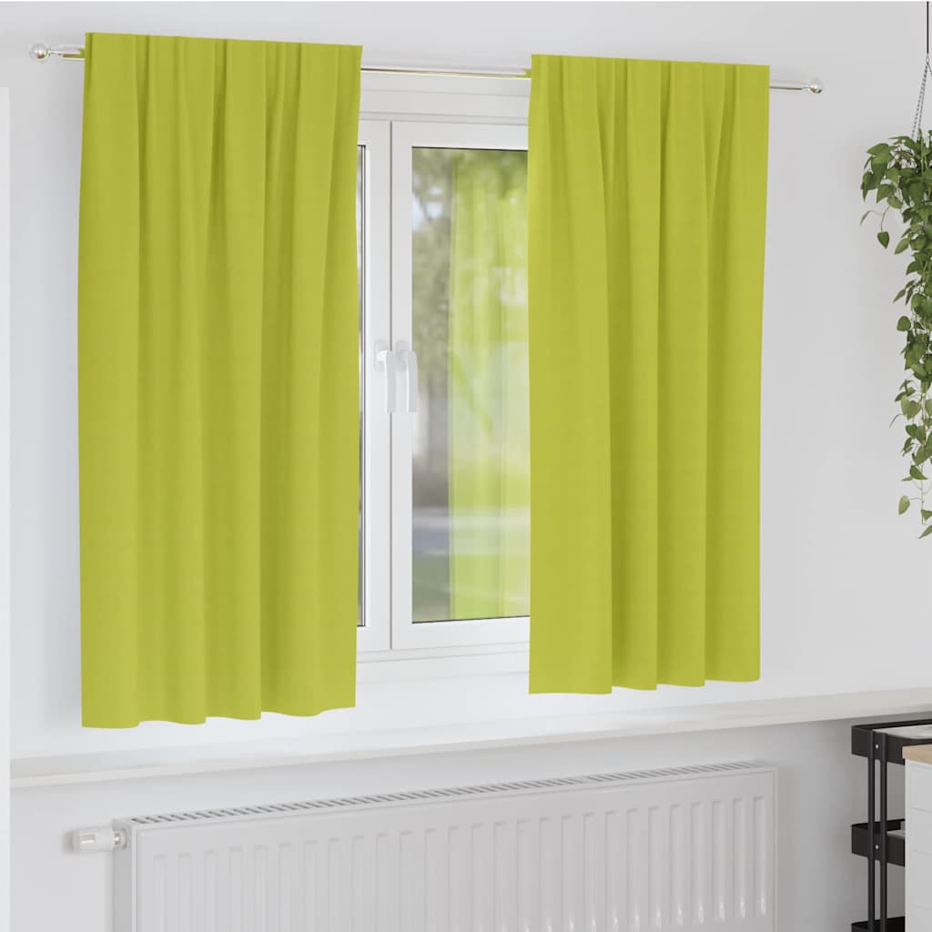 Rideaux occultants à anneaux 2 pcs Vert 175 x 140 cm