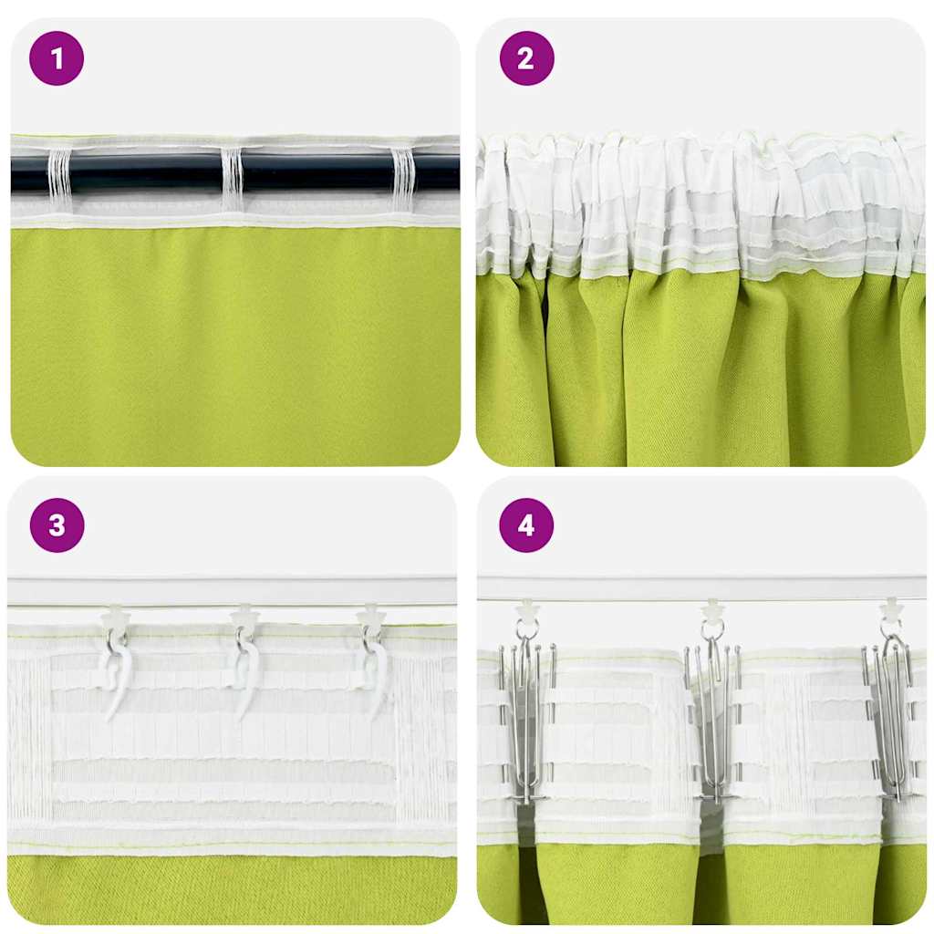 Verdunkelungs-Vorhänge mit Ringen 2 pcs Grün 225 x 140 cm