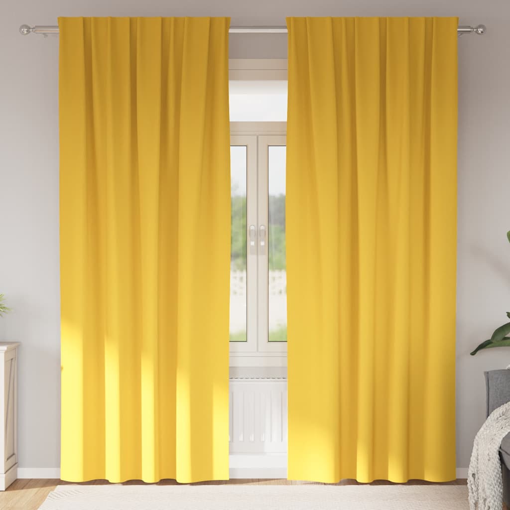 Verdunkelungs-Vorhänge mit Ringen 2 pcs Senfgelb 225 x 140 cm