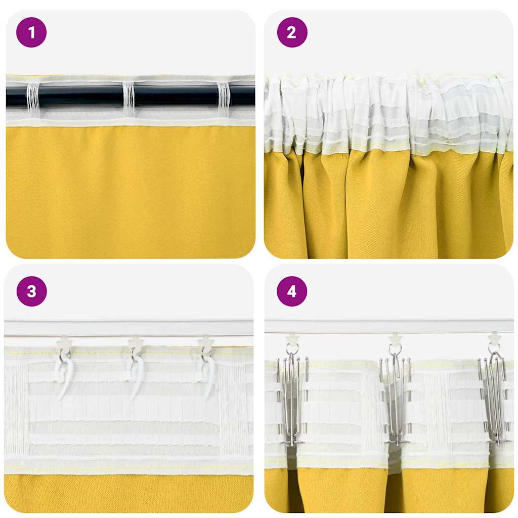 Blackout Curtains with Rings 2 pcs Mustard Yellow 245 x 140 cm
