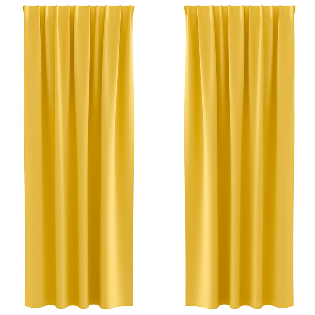 Blackout Curtains with Rings 2 pcs Mustard Yellow 245 x 140 cm