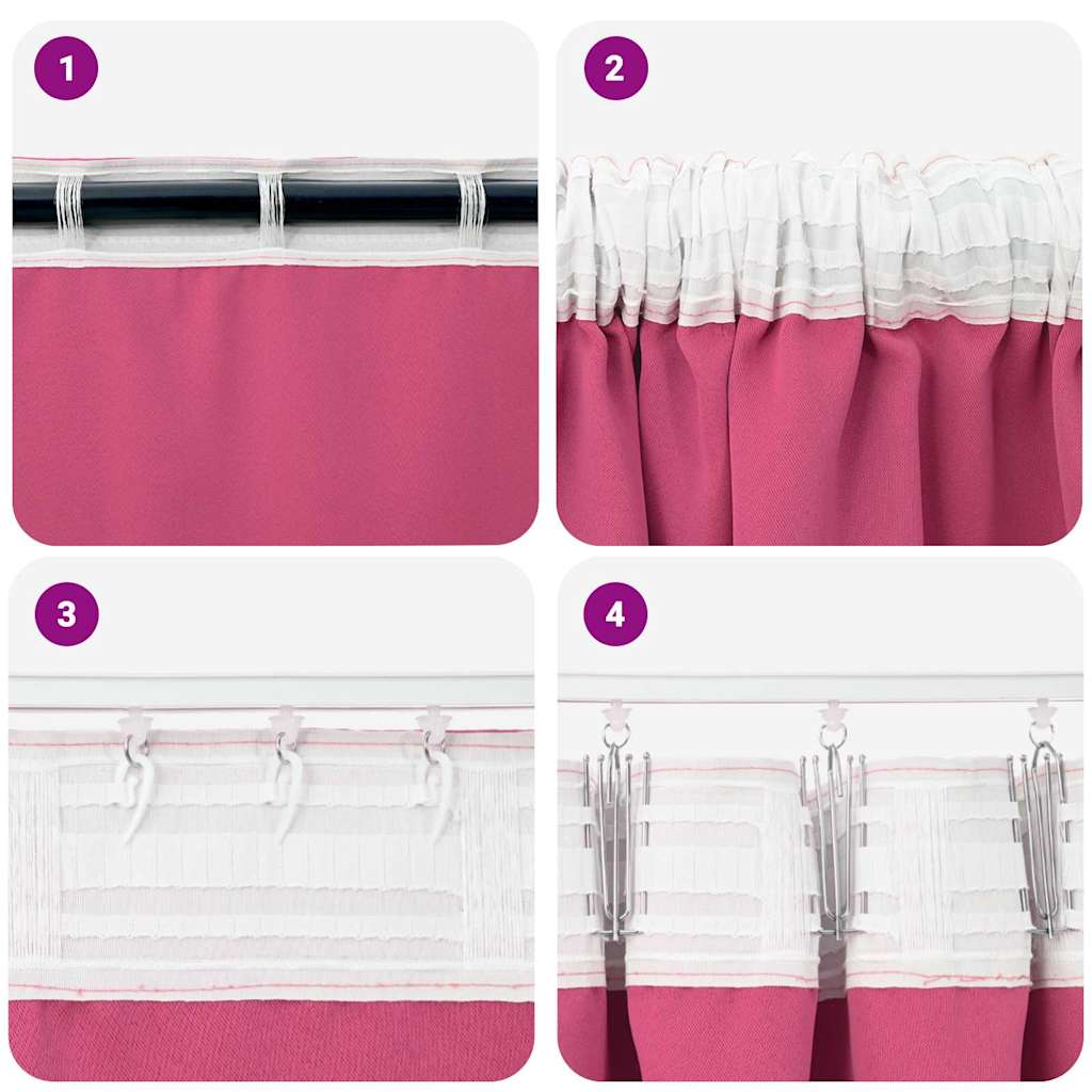 Blackout Curtains with Rings 2 pcs Light Pink