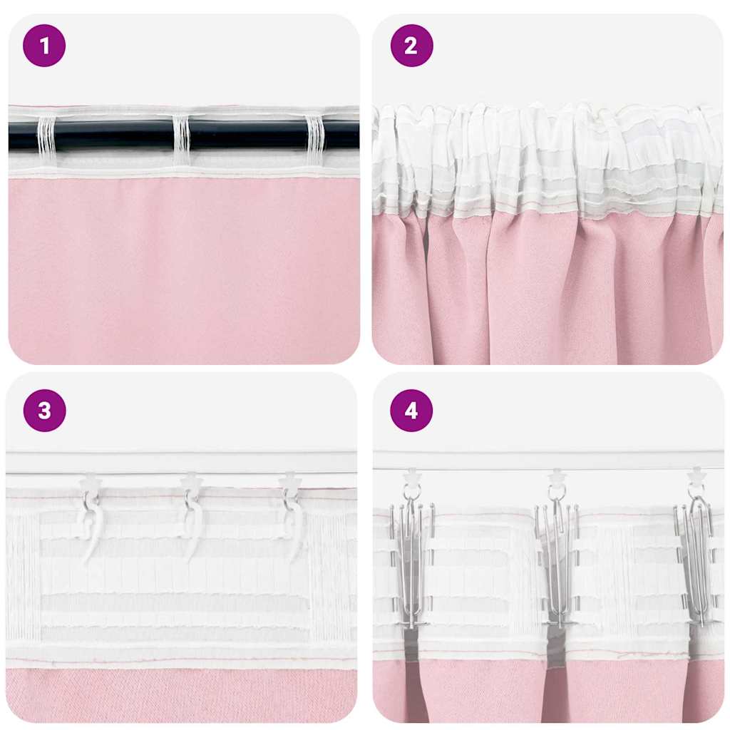 Verdunkelungs-Vorhänge mit Ringen 2 pcs Babyrosa 260 x 140 cm