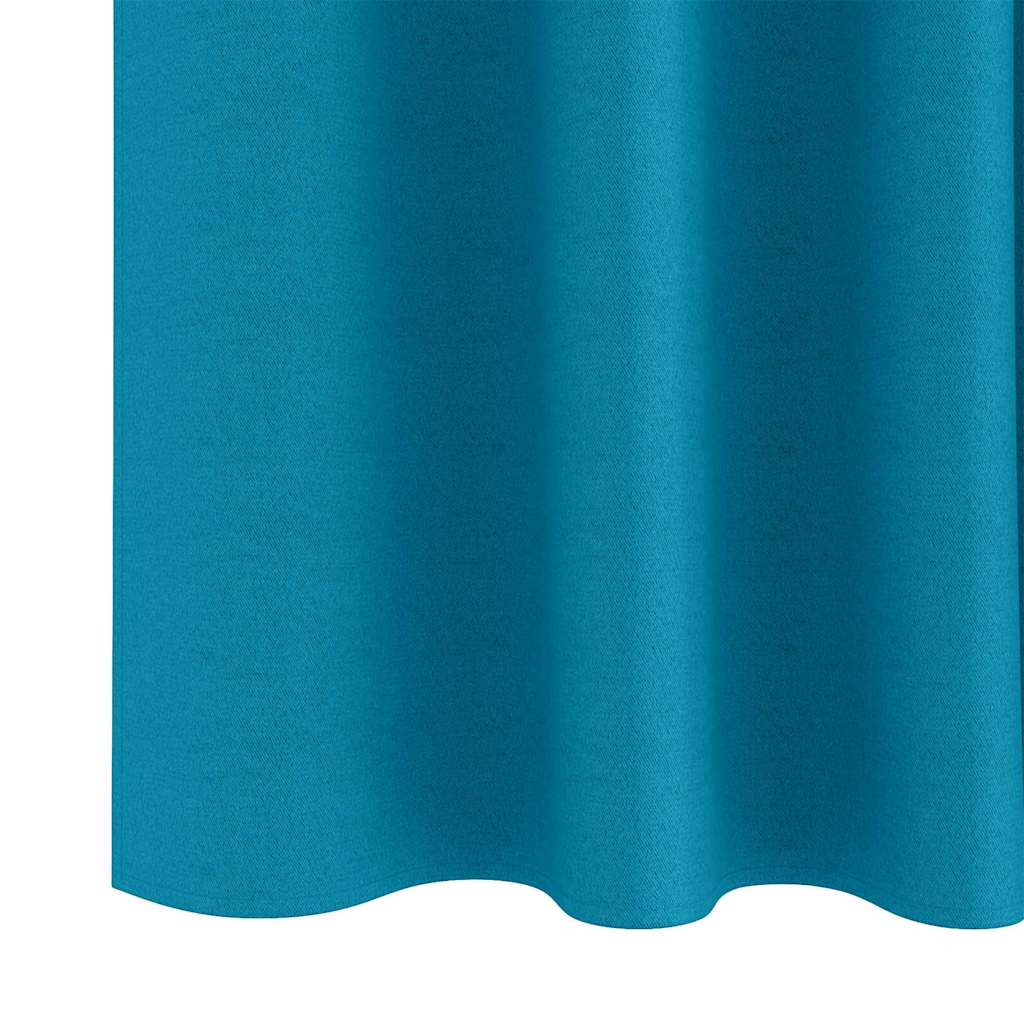 Blackout Curtains with Rings 2 pcs Turquoise 245 x 140 cm