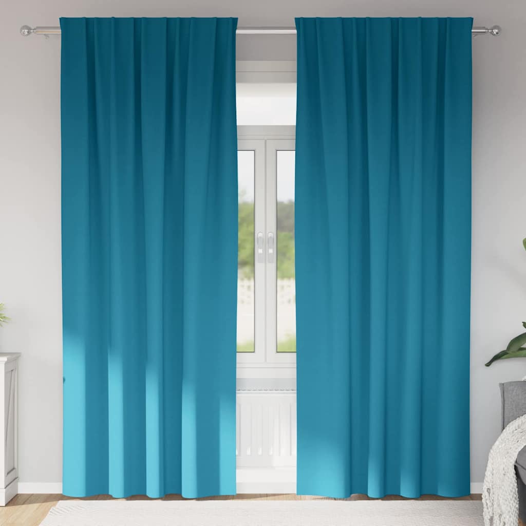 Blackout Curtains with Rings 2 pcs Turquoise 245 x 140 cm