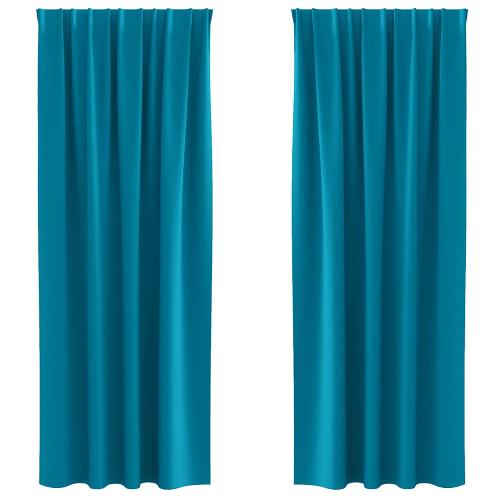 Blackout Curtains with Rings 2 pcs Turquoise 245 x 140 cm