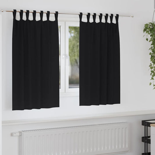 Verdunkelungs-Vorhänge mit Ringen 2 pcs Schwarz 140 x 140 cm