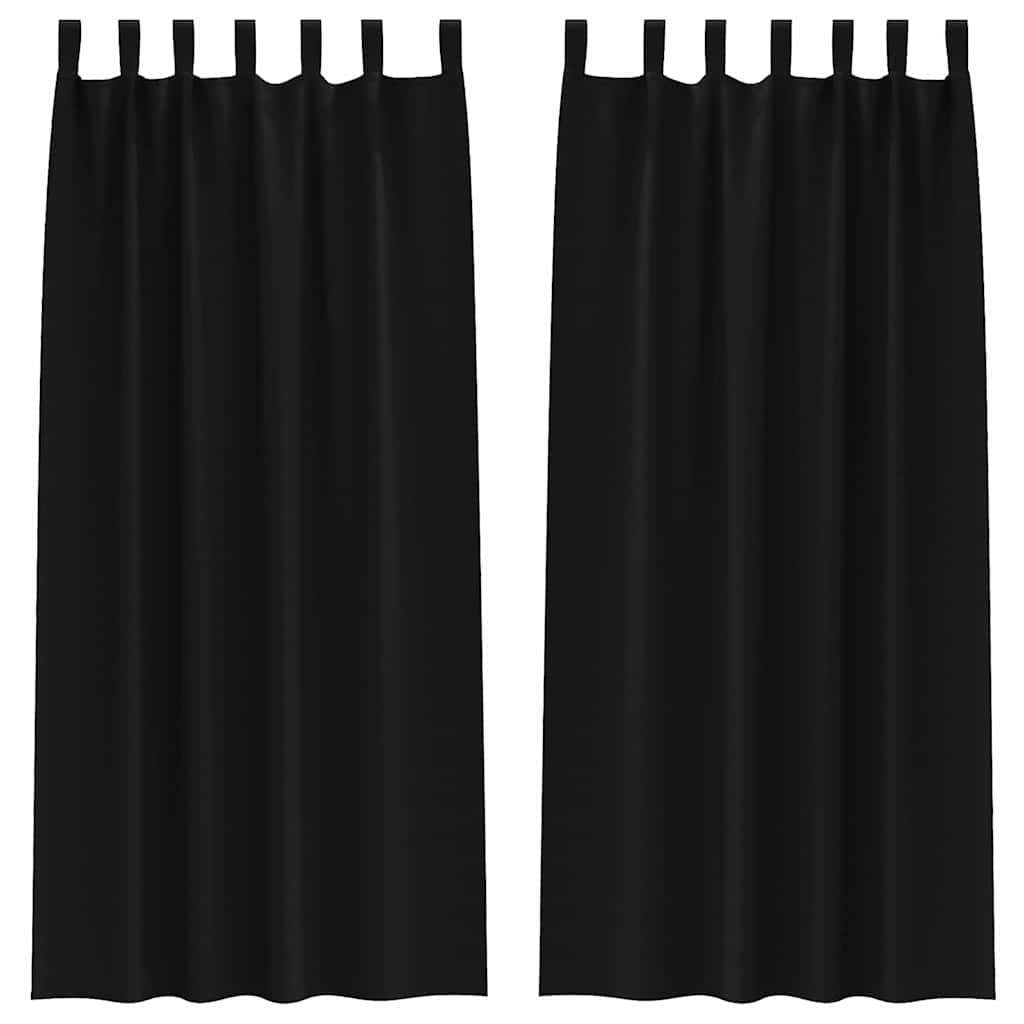 Blackout Curtains with Rings 2 pcs Black 225 x 140 cm