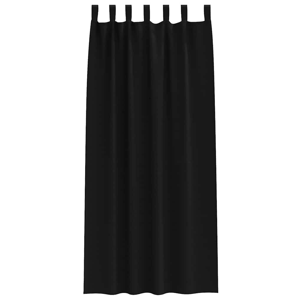 Blackout Curtains with Rings 2 pcs Black 225 x 140 cm
