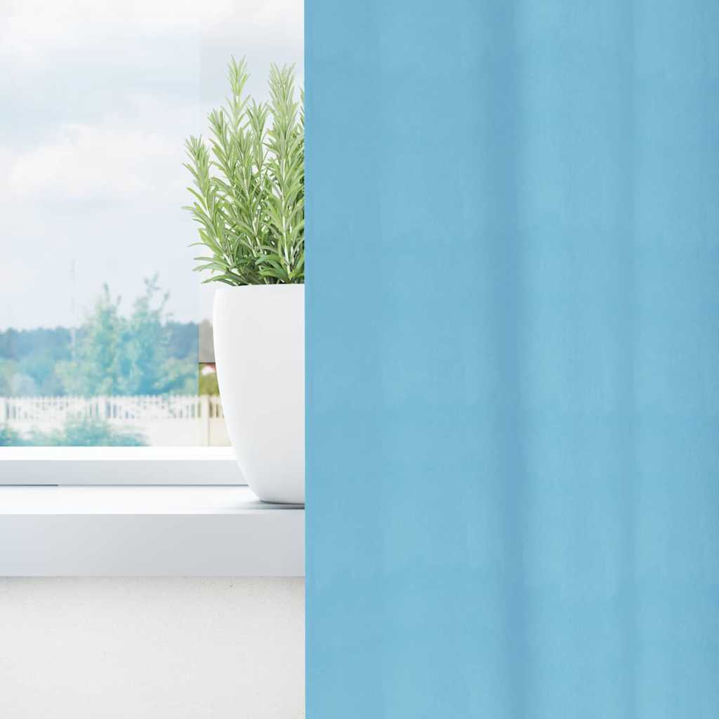 Blackout Curtains with Rings 2 pcs Sky Blue 175 x 140 cm