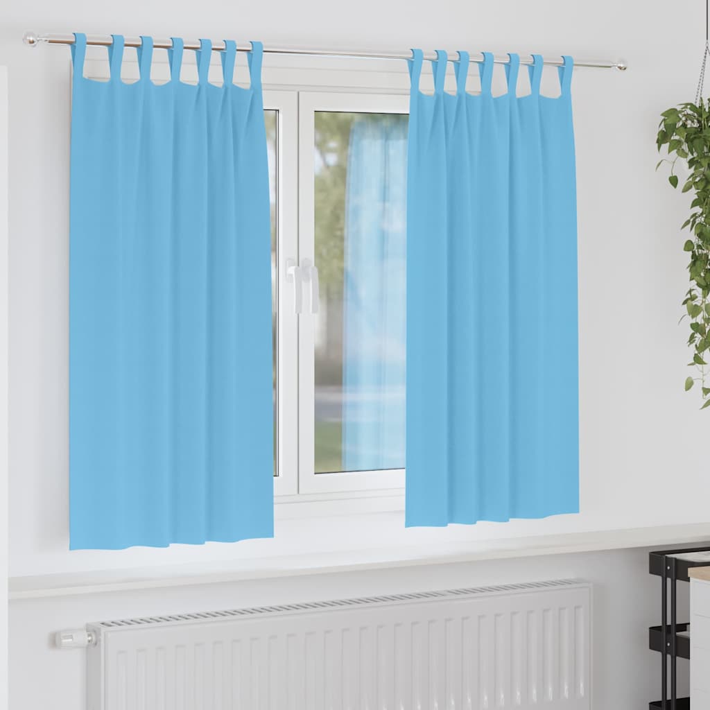 Blackout Curtains with Rings 2 pcs Sky Blue 175 x 140 cm