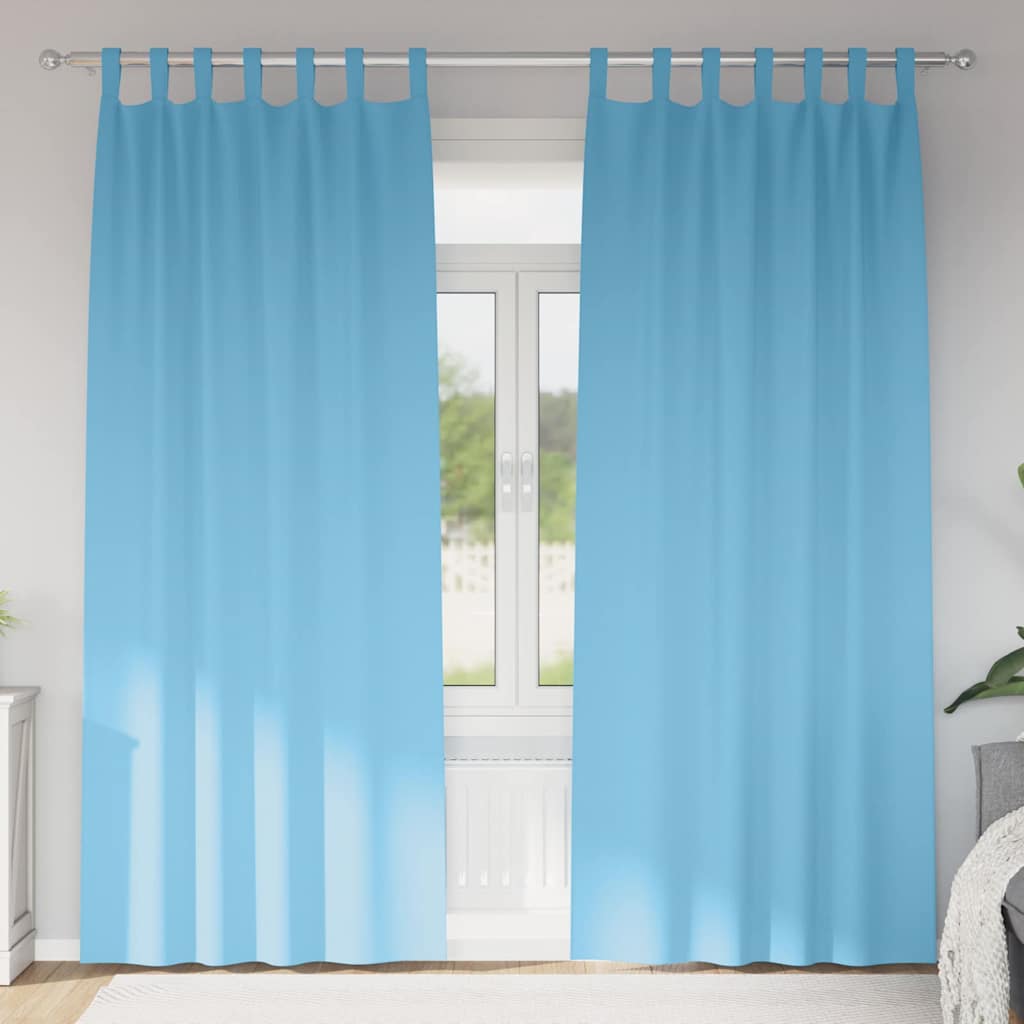 Blackout Curtains with Rings 2 pcs Sky Blue 225 x 140 cm