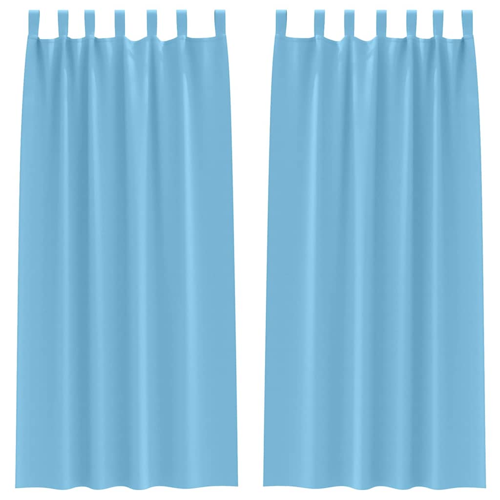 Blackout Curtains with Rings 2 pcs Sky Blue 225 x 140 cm