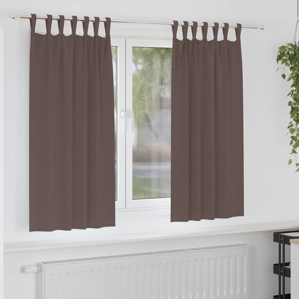 Blackout Curtains with Rings 2 pcs Dark Brown