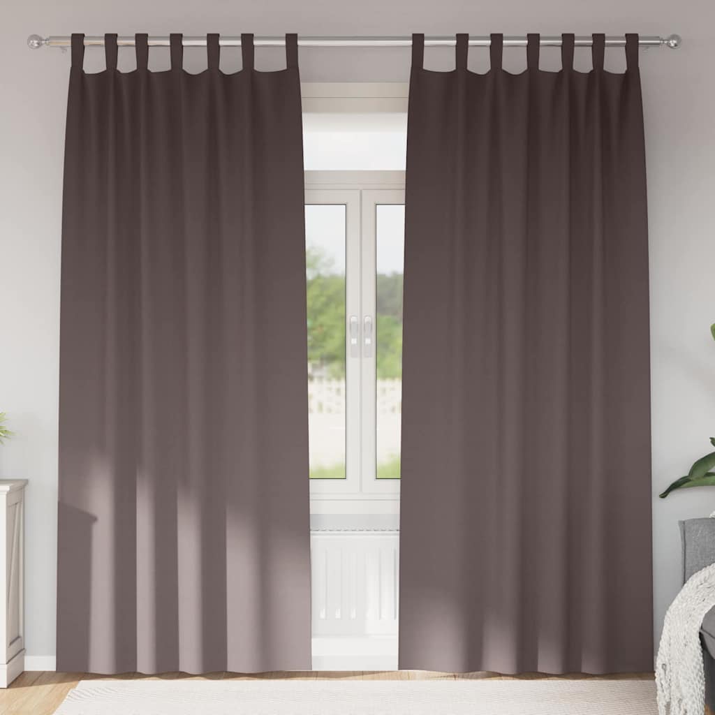 Blackout Curtains with Rings 2 pcs Dark Brown