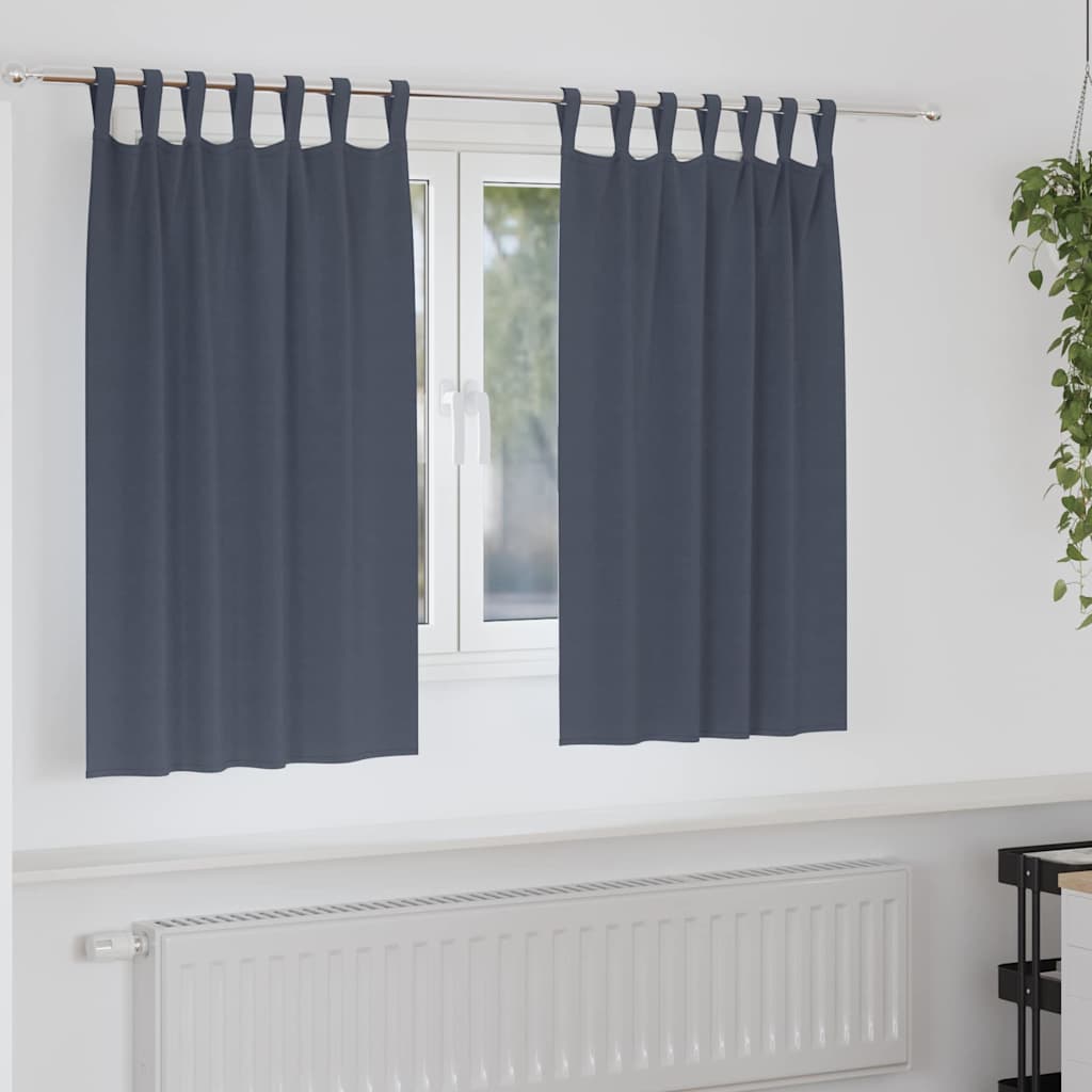 Blackout Curtains with Rings 2 pcs Anthracite 140 x 140 cm