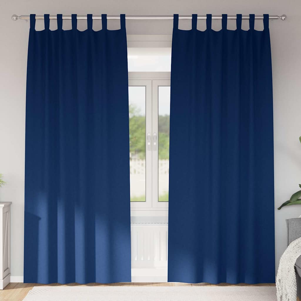 Blackout Curtains with Rings 2 pcs Dark Blue 245 x 140 cm