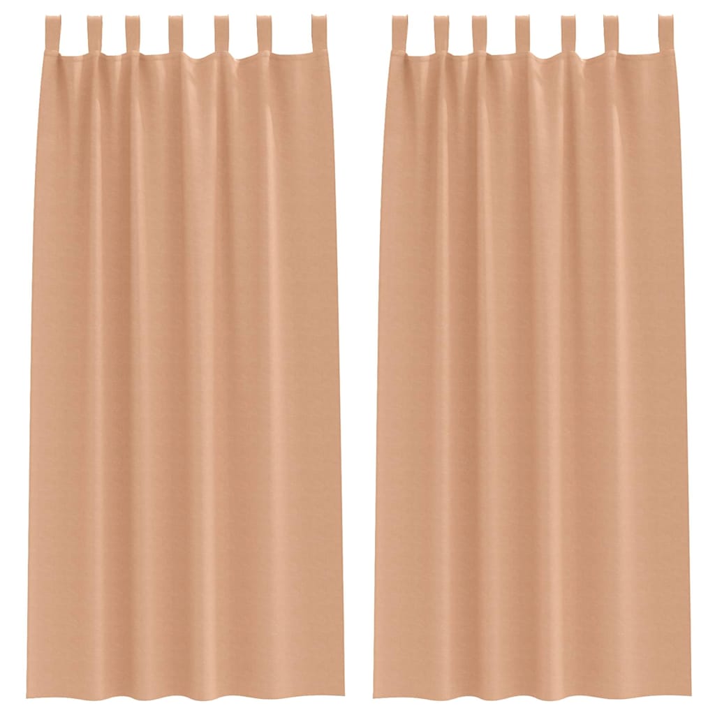 Blackout Curtains with Rings 2 pcs Light Brown 225 x 140 cm