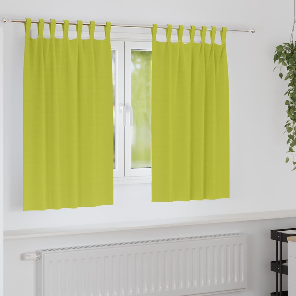 Rideaux occultants à anneaux 2 pcs Vert 140 x 140 cm