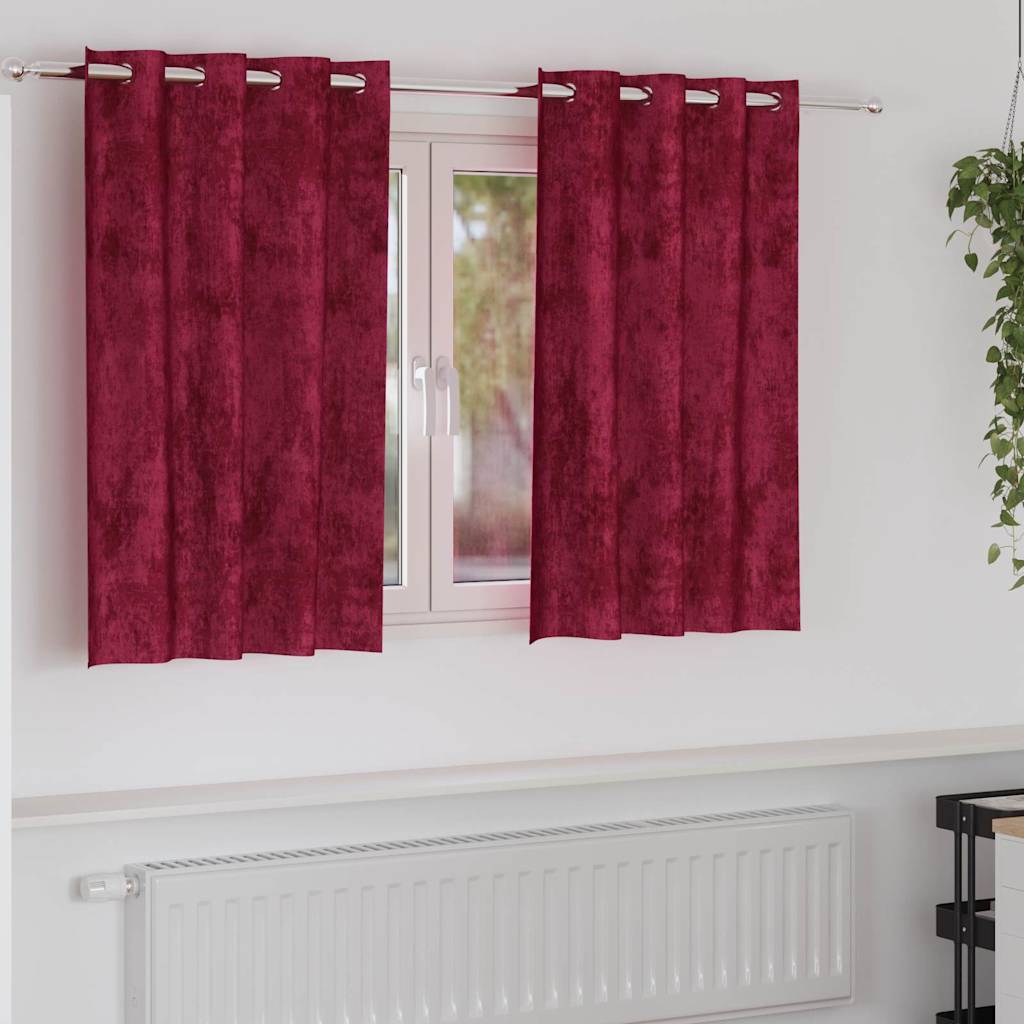 Samtvorhänge mit Vorhängen 2 pcs Weinrot 140 x 140 cm Samt