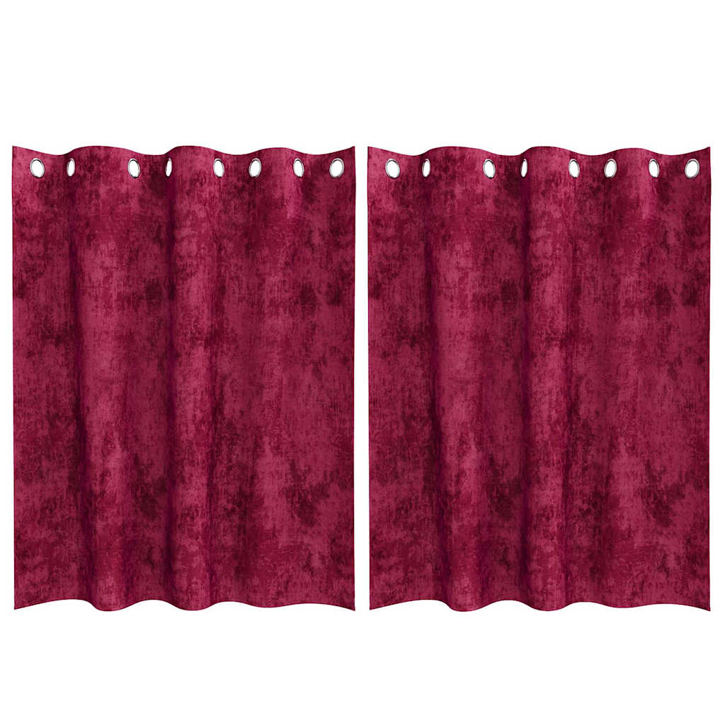 Samtvorhänge mit Vorhängen 2 pcs Weinrot 140 x 140 cm Samt