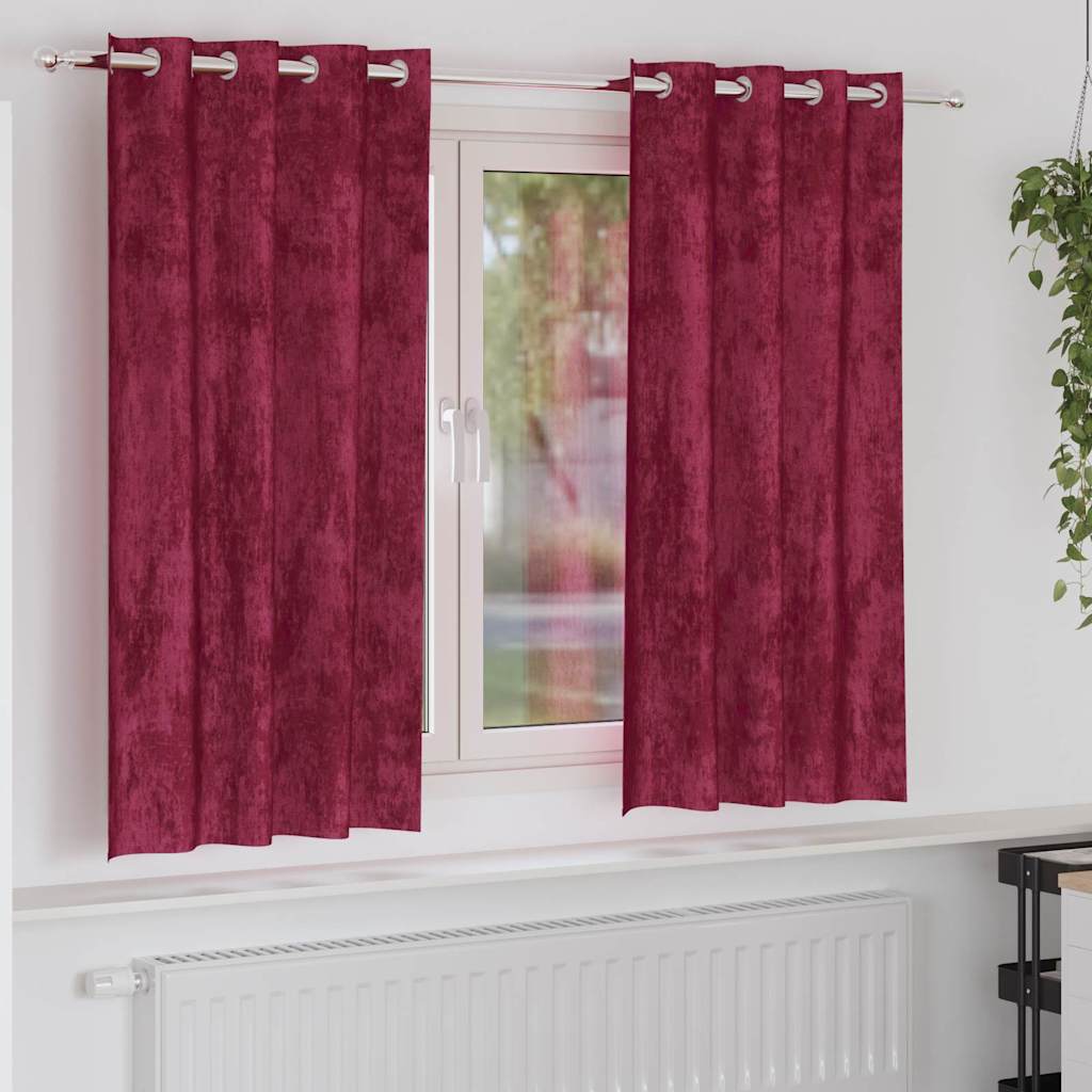 Samtvorhänge mit Vorhängen 2 pcs Weinrot 175 x 140 cm Samt