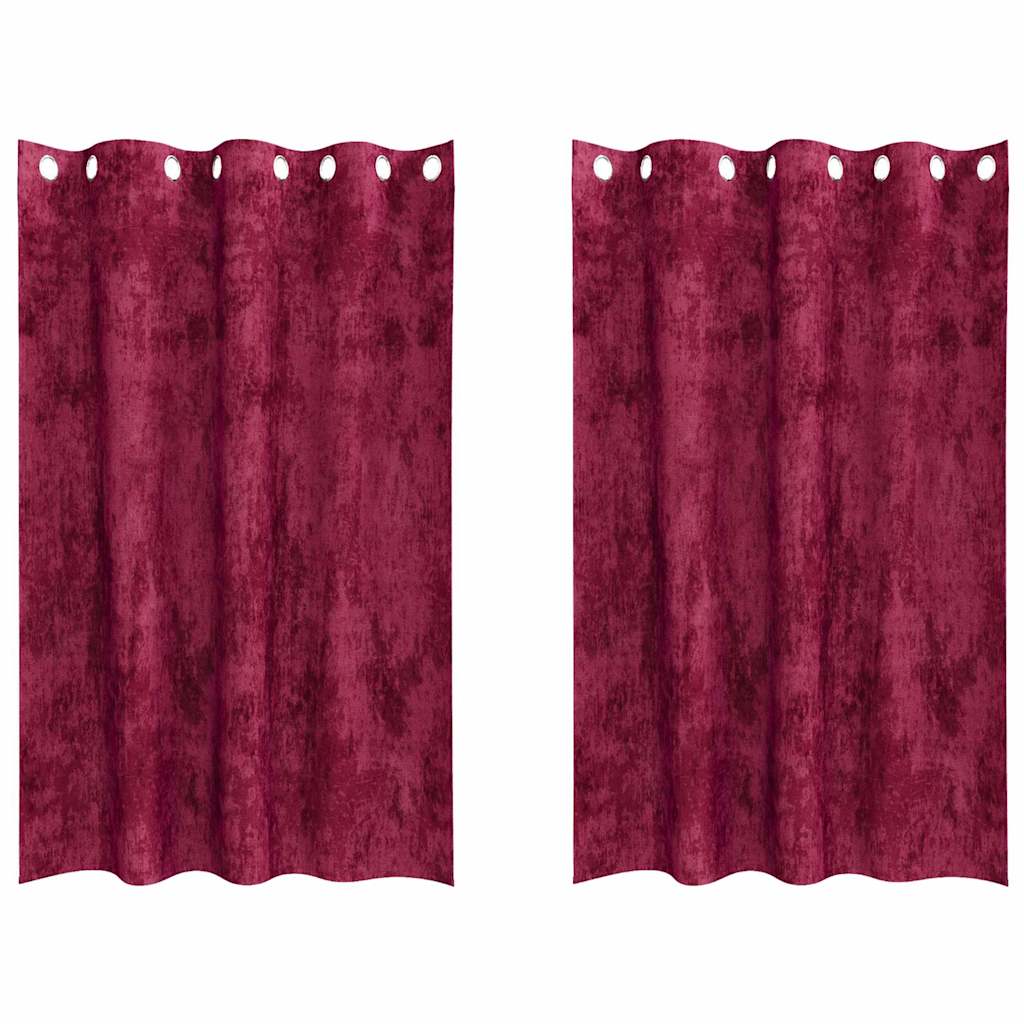 Samtvorhänge mit Vorhängen 2 pcs Weinrot 175 x 140 cm Samt