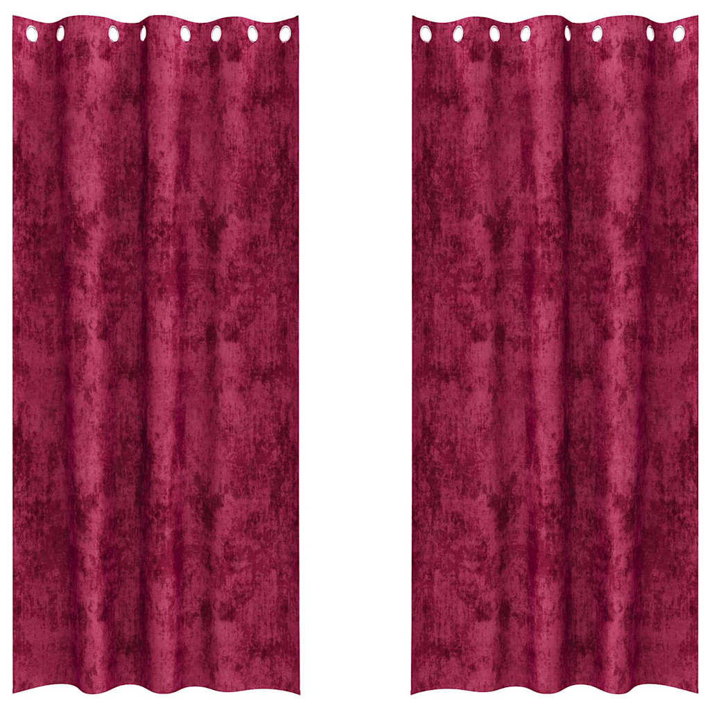 Samtvorhänge mit Vorhängen 2 pcs Weinrot 225 x 140 cm Samt