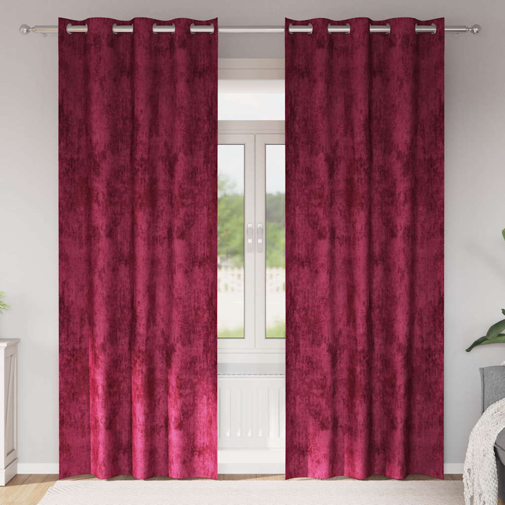 Samtvorhänge mit Vorhängen 2 pcs Weinrot 245 x 140 cm Samt