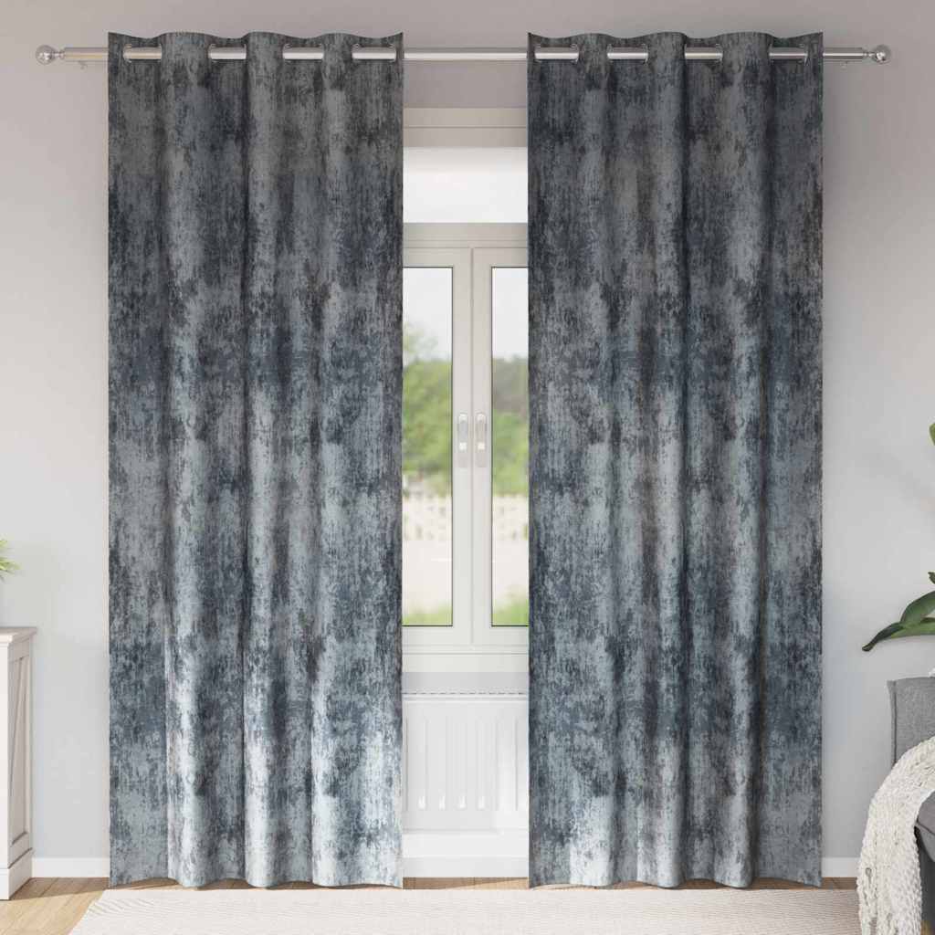 Samtvorhänge mit Vorhängen 2 pcs Silber Grau 225 x 140 cm Samt